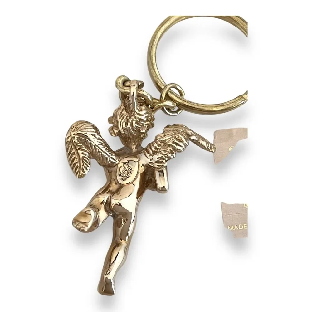 New Kirks Folly Keychain Cherub Angel Gold Tone - 7O